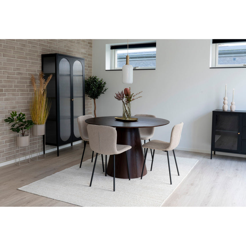 Mesa de comedor Bolton – Ø120 cm, marrón oscuro