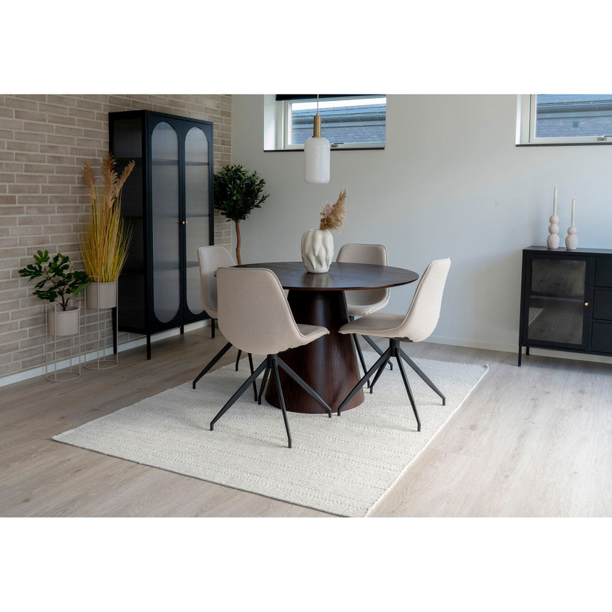 Mesa de comedor Bolton – Ø120 cm, marrón oscuro