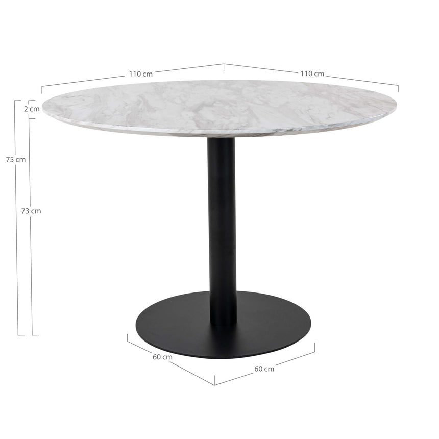 Mesa de comedor Bolzano – Ø110 cm, con patas negras