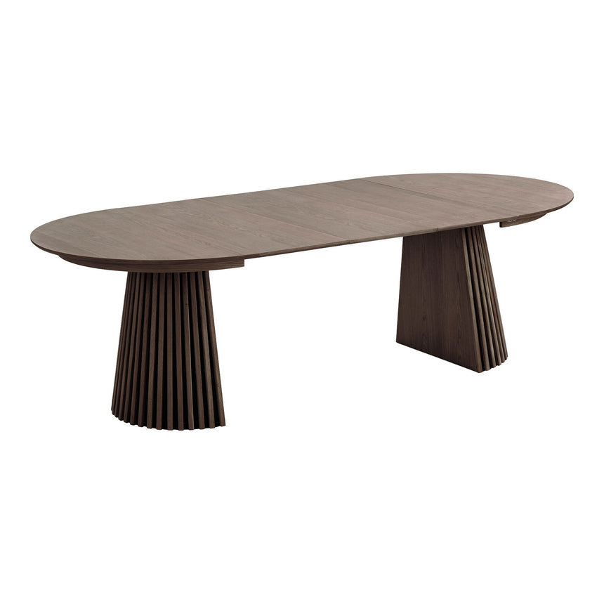 Mesa de comedor Osaka – Ø120 cm / 120–160–200–240 cm, color roble ahumado