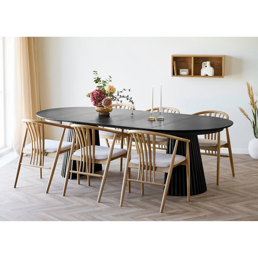 Mesa de comedor Osaka – Ø120 cm / 120–160–200–240 cm, negra