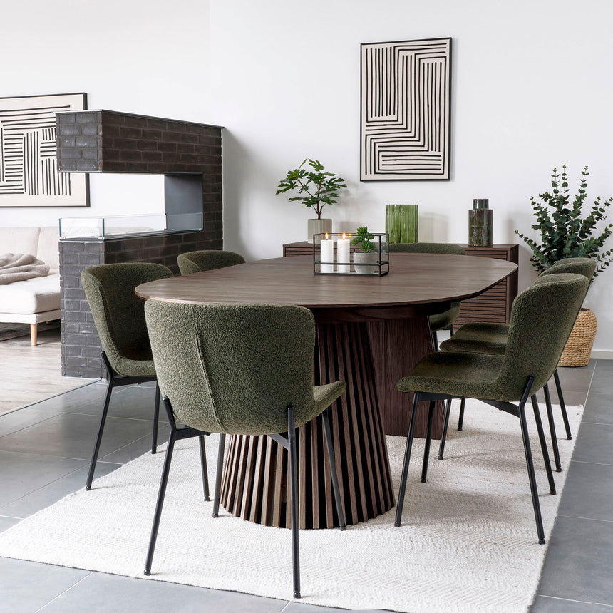 Mesa de comedor Osaka – Ø120 cm / 120–160–200 cm, color roble ahumado