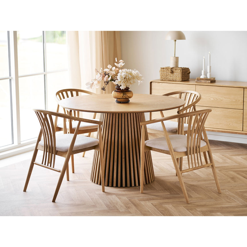 Mesa de comedor Osaka – Ø120 cm, color roble natural