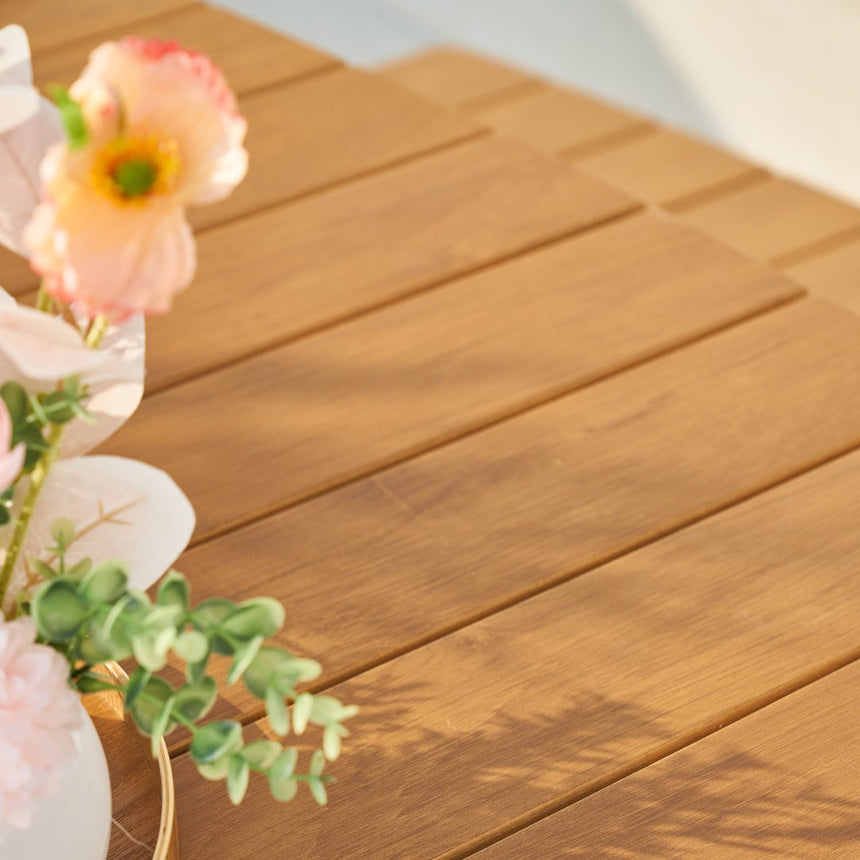 Mesa de comedor moderna Troy con bancos, color blanco