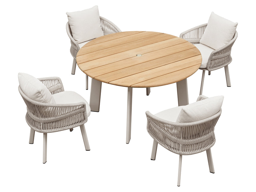 Higold Aio 4 személyes kerti étkezőszett - Taupe/Fehér
