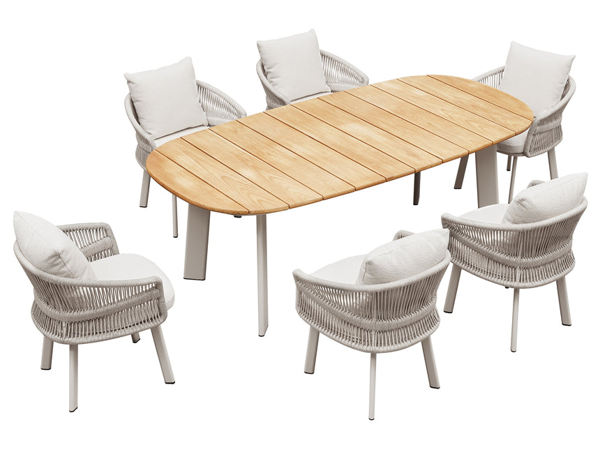 Higold Aio 6 személyes kerti étkezőszett - Taupe/Fehér