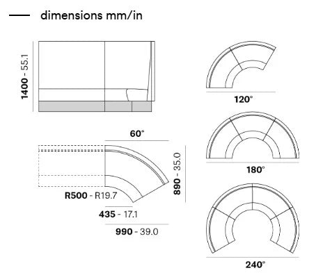 Banco de restaurante modular Pedrali Modus 2.0 en varios colores