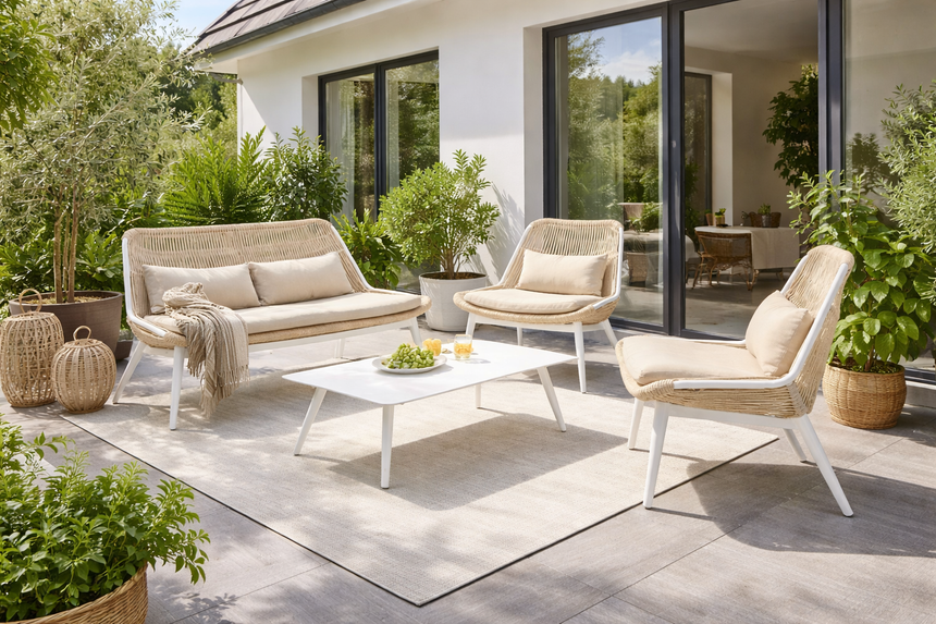 Conjunto de jardín Grattoni Como para 4 personas, beige