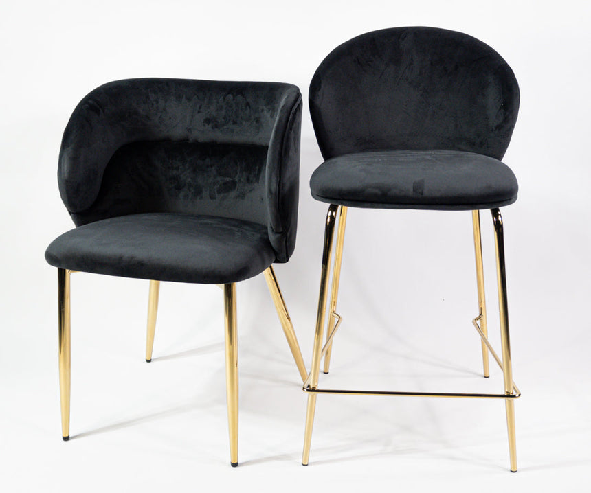 Taburete de bar cómodo KL Lily de 65 cm en color negro