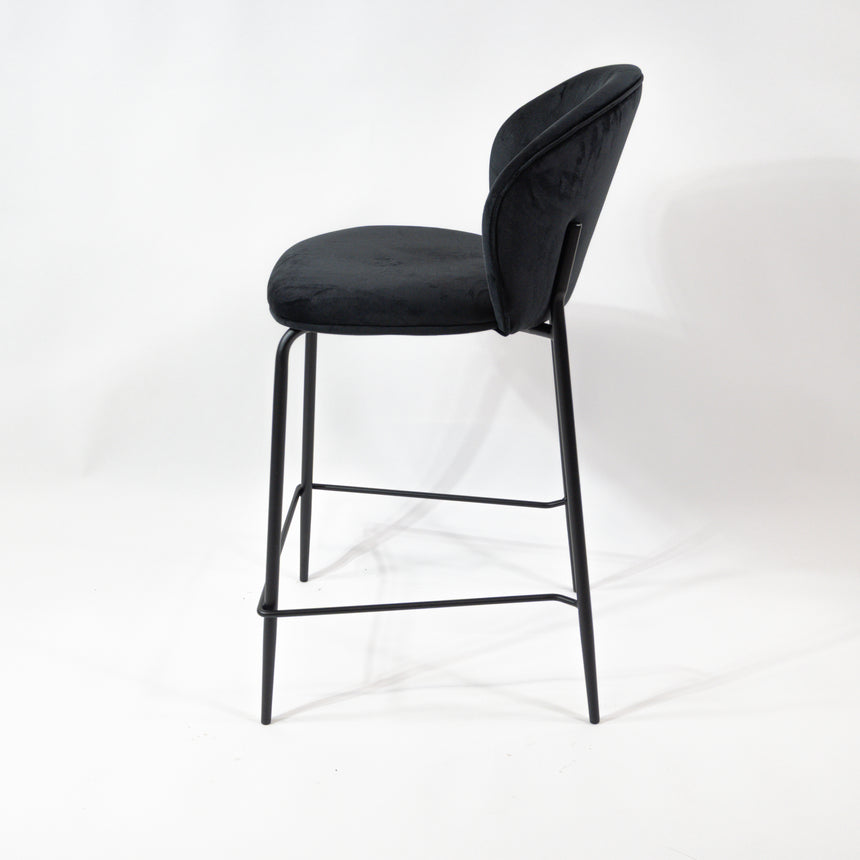 Taburete de bar cómodo KL Lily de 65 cm en color negro, con estructura negra