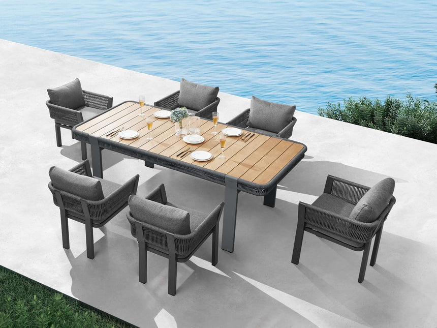 Conjunto de comedor de jardín Higold Borromeo de 6 plazas en negro