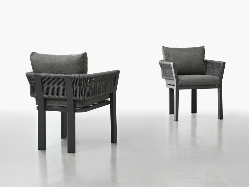 Conjunto de comedor de jardín Higold Borromeo de 6 plazas en negro