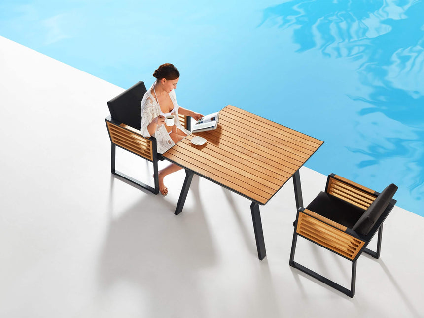 Conjunto de comedor de jardín de 4 plazas Higold New York, color negro