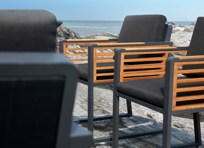 Conjunto de comedor de jardín de 4 plazas Higold New York, color negro