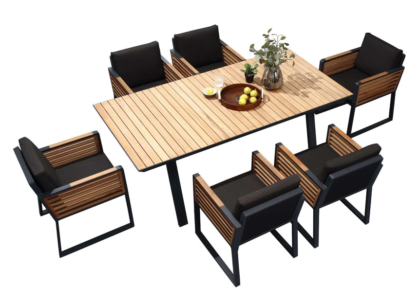 Juego de comedor de jardín Higold New York de 6 plazas, color negro