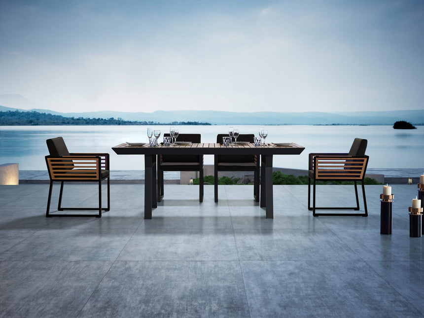 Juego de comedor de jardín Higold New York de 6 plazas, color negro