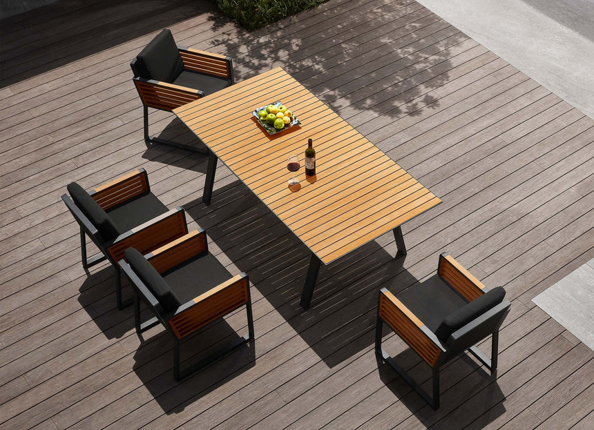 Juego de comedor de jardín Higold New York de 6 plazas, color negro