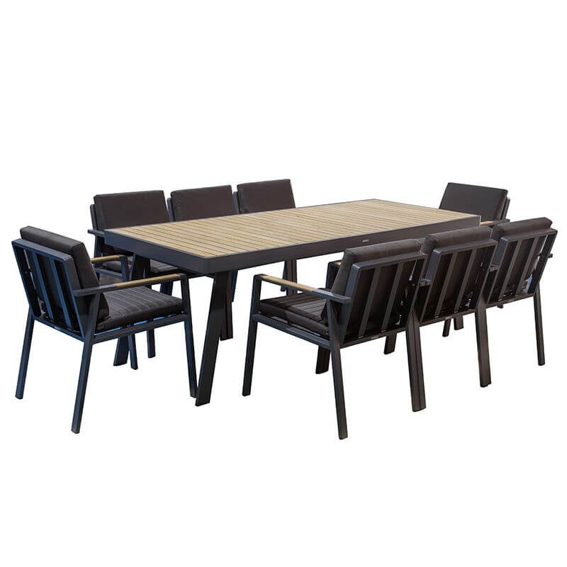 Higold Nofi - 8 személyes kerti étkezőszett fekete színben