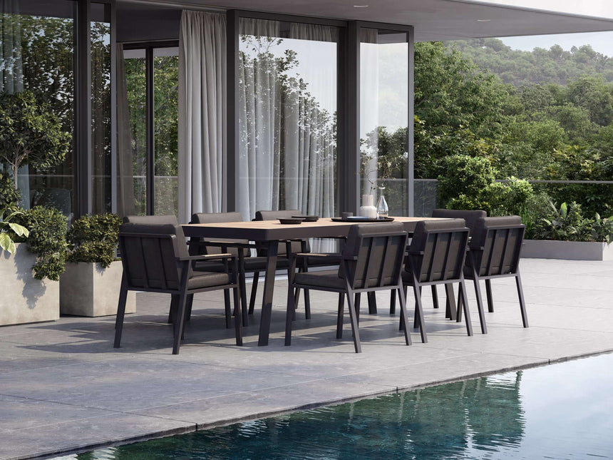 Higold Nofi - 8 személyes kerti étkezőszett fekete színben