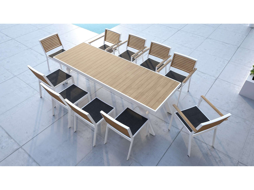 Juego de comedor de jardín Higold York de 10 plazas, blanco