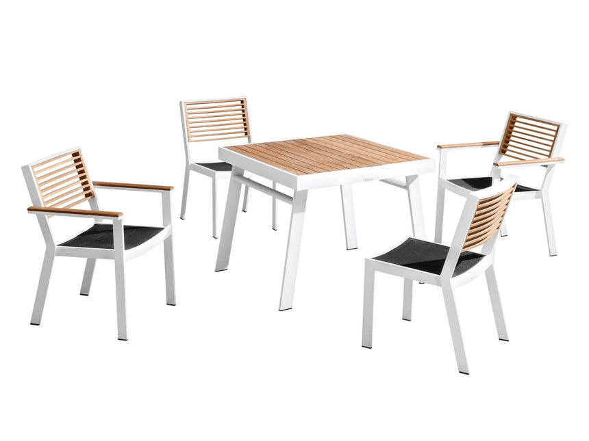 Higold York 4 személyes kerti étkezőszett, fehér színben