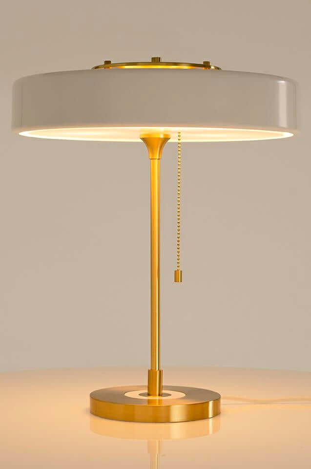 Lámpara de mesa Arte blanca y dorada – aluminio, cristal