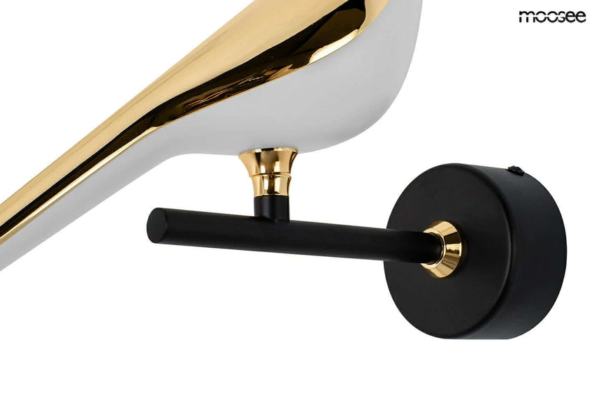 Lámpara de pared de pájaro dorada