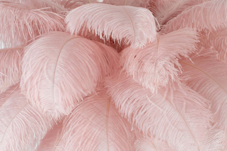 Lámpara de pie Tiffany 175 color rosa-cobre / con plumas naturales