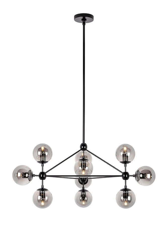 Planetario 10 fekete függesztett lámpa – füstüveg búrával