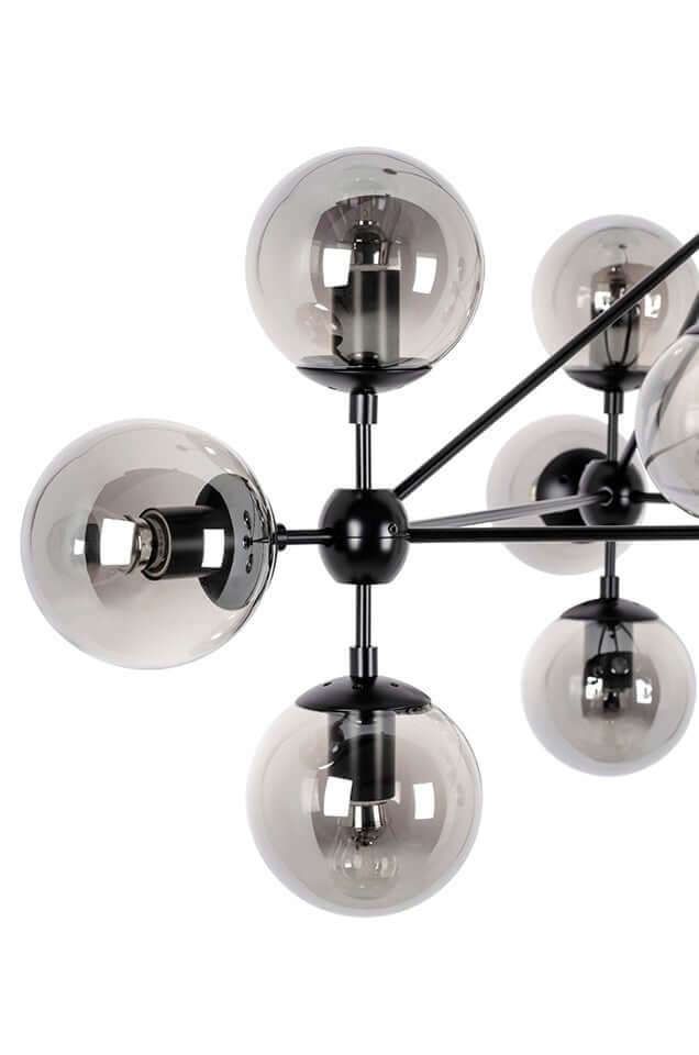 Planetario 10 fekete függesztett lámpa – füstüveg búrával