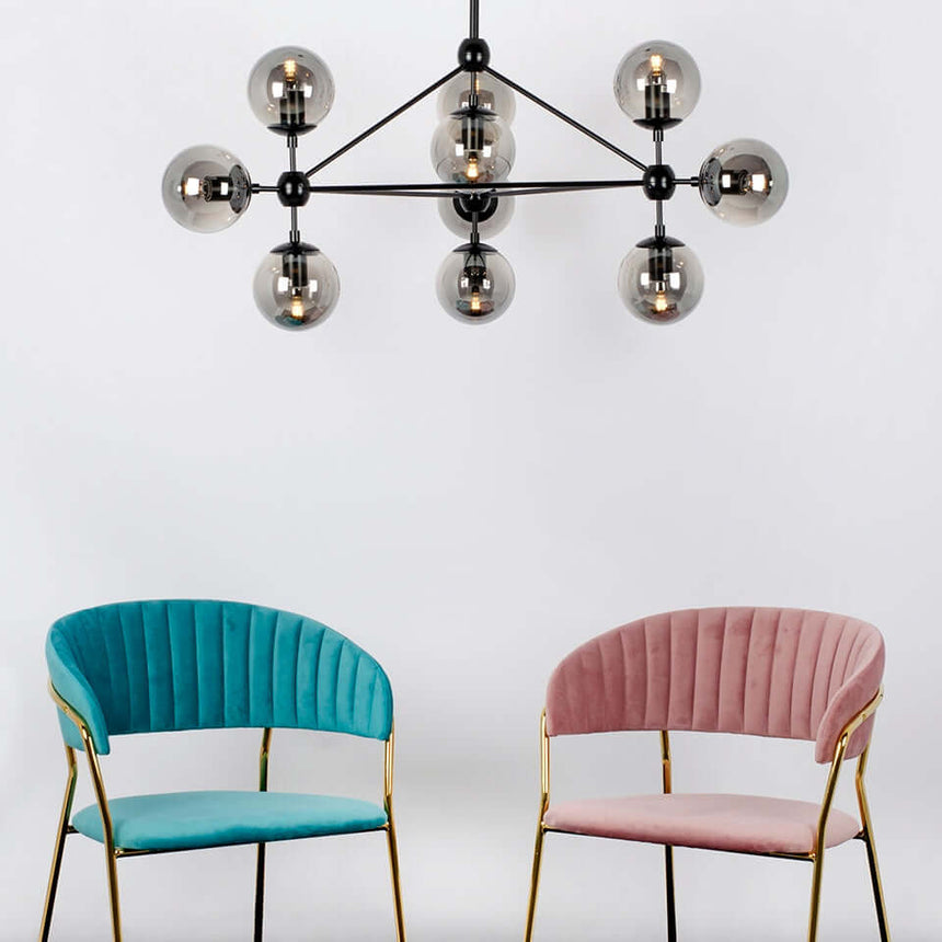 Planetario 10 fekete függesztett lámpa – füstüveg búrával