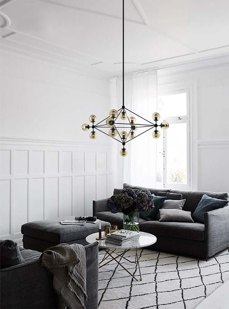 Planetario 15 fekete függesztett lámpa – füstüveg búrával