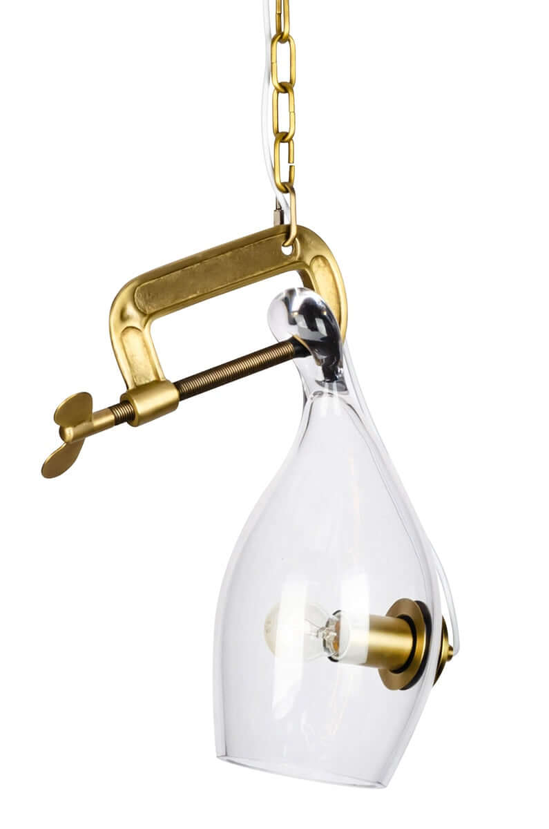 Lámpara colgante Vice de latón, metal y cristal