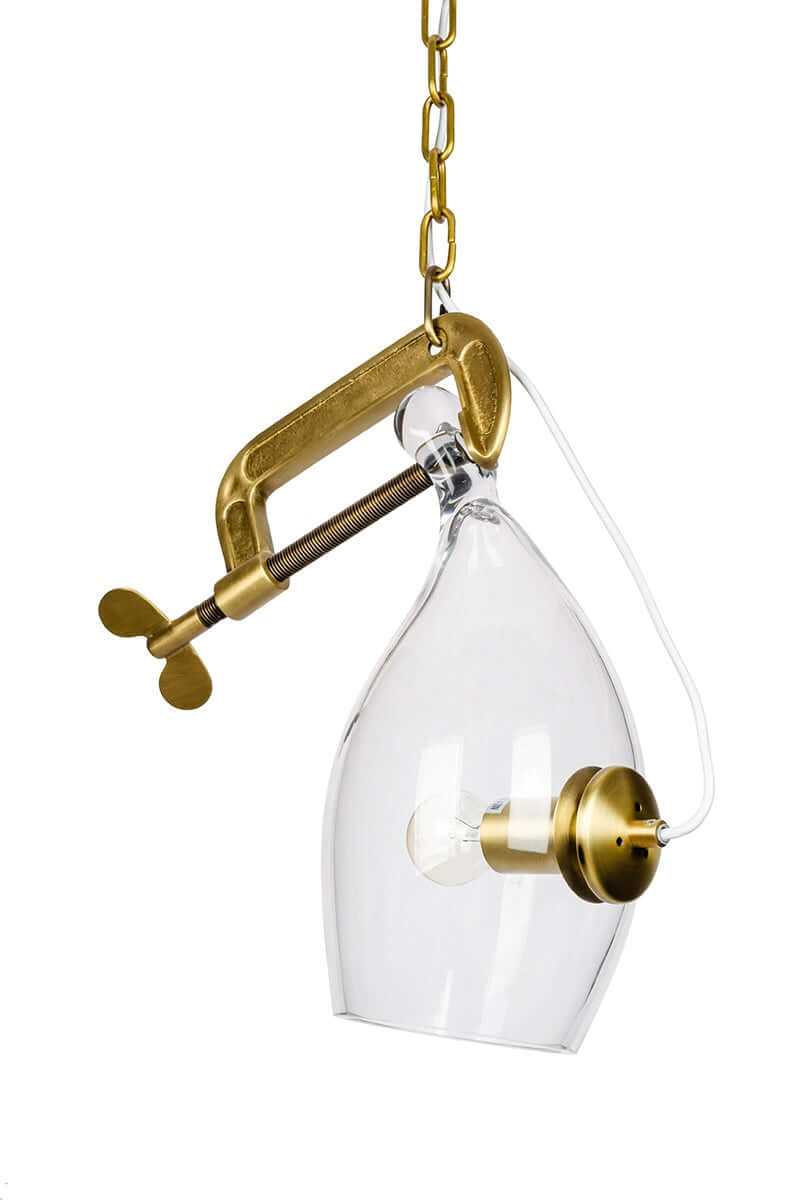 Lámpara colgante Vice de latón, metal y cristal