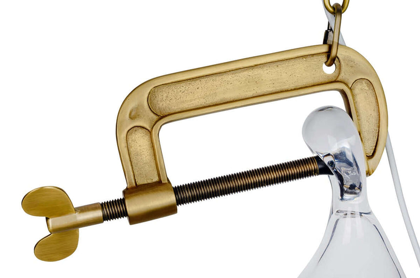 Lámpara colgante Vice de latón, metal y cristal