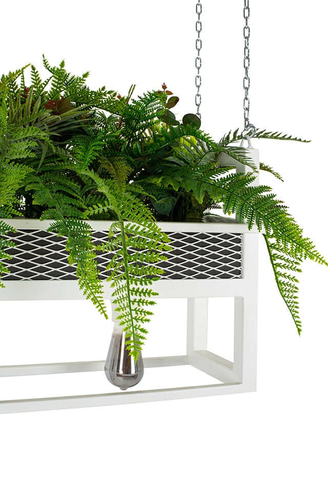 54. Lámpara colgante Semira 100 flores / blanca, estilo industrial