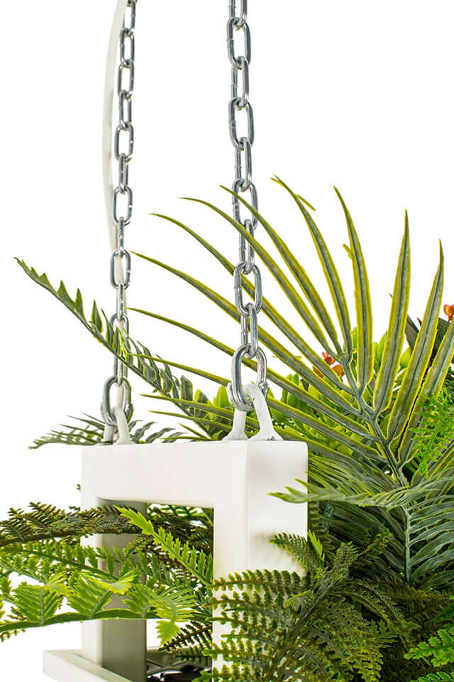 54. Lámpara colgante Semira 100 flores / blanca, estilo industrial