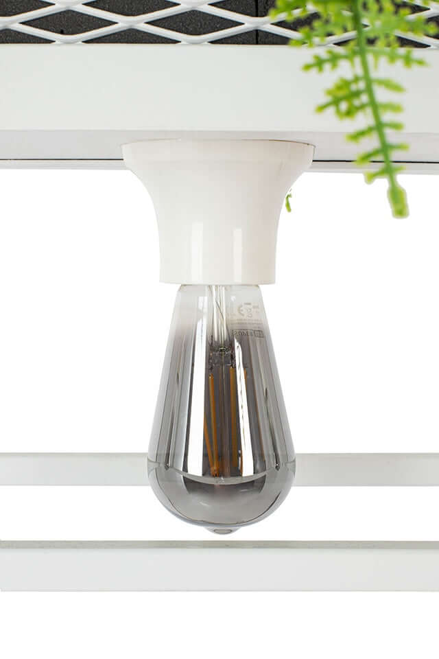 54. Lámpara colgante Semira 100 flores / blanca, estilo industrial