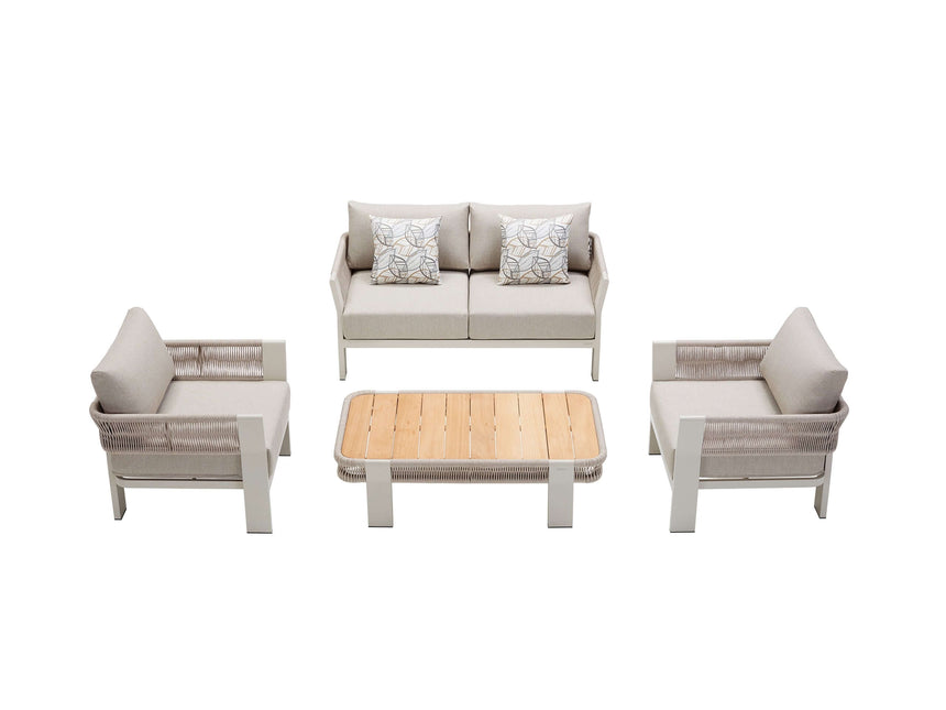 Conjunto de sofás de jardín Higold Borromeo de 4 plazas, color topo