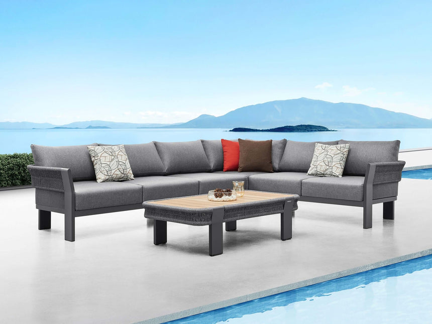 Higold Borromeo 5 személyes kerti sarokülő szett, antracit színben