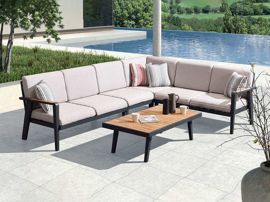 Higold Emoti - 5 személyes sarokülő garnitúra fekete színben