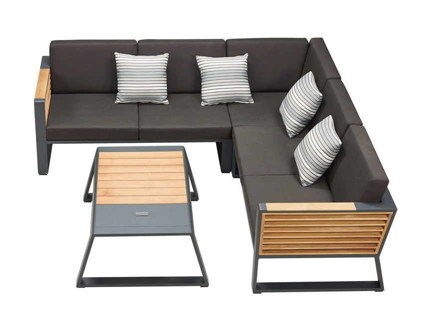 Conjunto de muebles de esquina para jardín de 4 plazas Higold New York