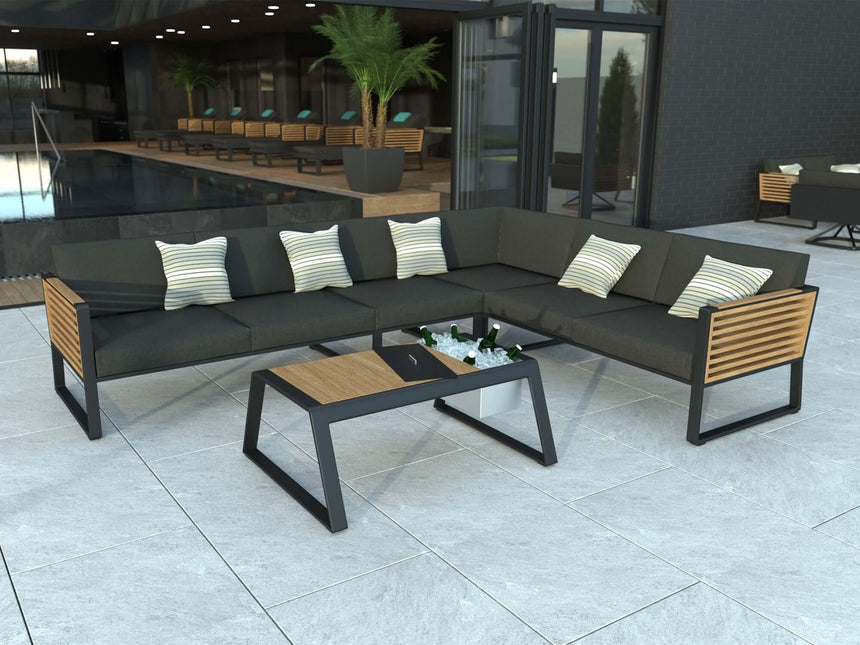 Conjunto de muebles de esquina para jardín de 5 plazas Higold New York