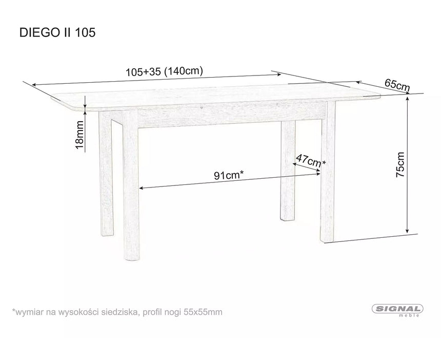 Diego II 105 asztal étkezőasztal