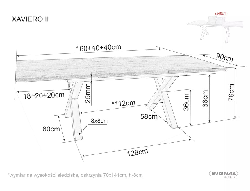 Xaviero II étkezőasztal