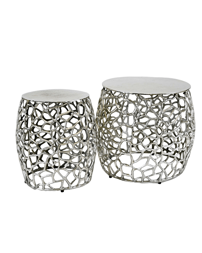 Juego de mesa de centro KL Mesh en plata