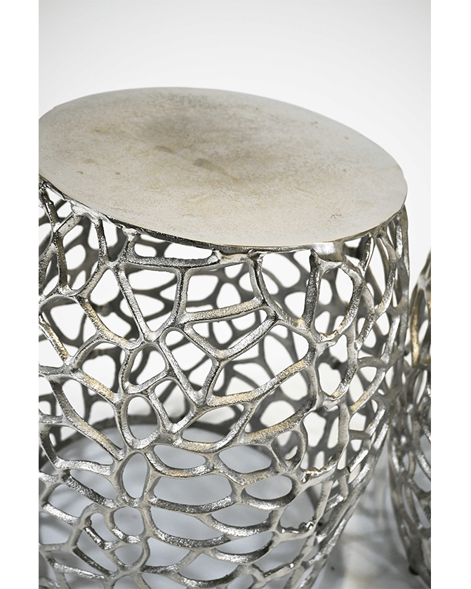 Juego de mesa de centro KL Mesh en plata