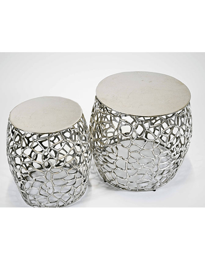 Juego de mesa de centro KL Mesh en plata