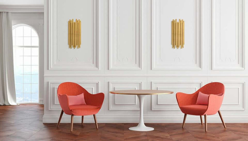 7. Lámpara de pared Tubo dorada