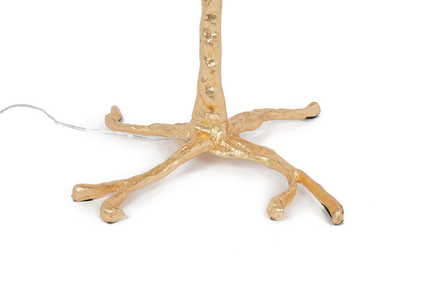 Lámpara de pie Tiffany 175 – latón blanco / pluma natural